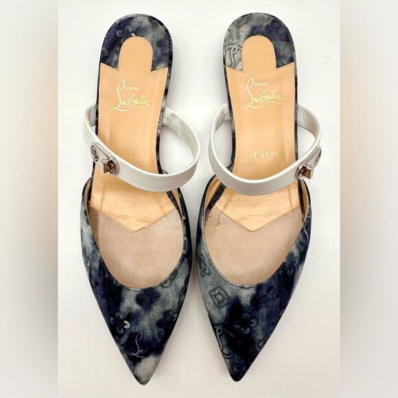 CHRISTIAN LOUBOUTIN  Choc Lock Flats  Pointy Toe Mules Jeans Punk EU41.5 US 11.5 - Picture 11 of 12